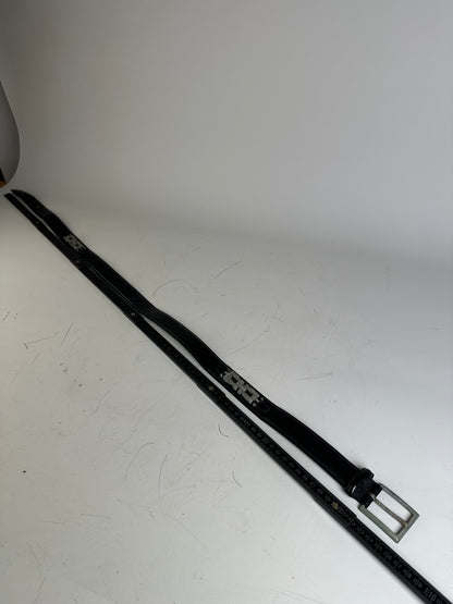 Vintage Salvatore Ferragamo Leather Belt Black Silver Buckle
