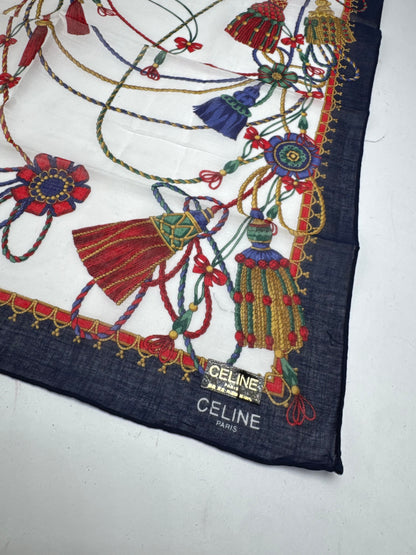 Vintage Celine Scarf Navy White