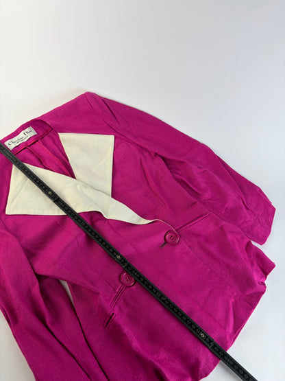 Vintage Dior Fuchsia Linen Blend Blazer Late 1980s–Early 1990s S