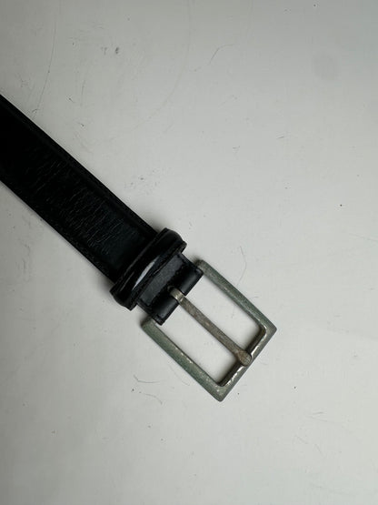 Vintage Salvatore Ferragamo Leather Belt Black Silver Buckle