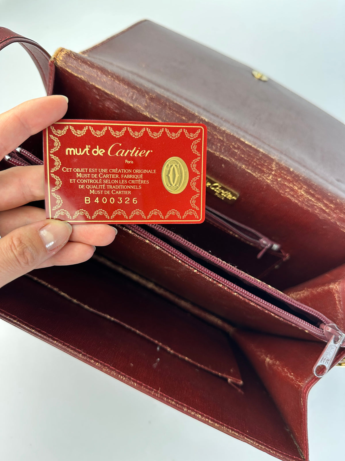 Vintage Cartier Must de Cartier Flap Crossbody Bag c. Late 1980s Burgundy