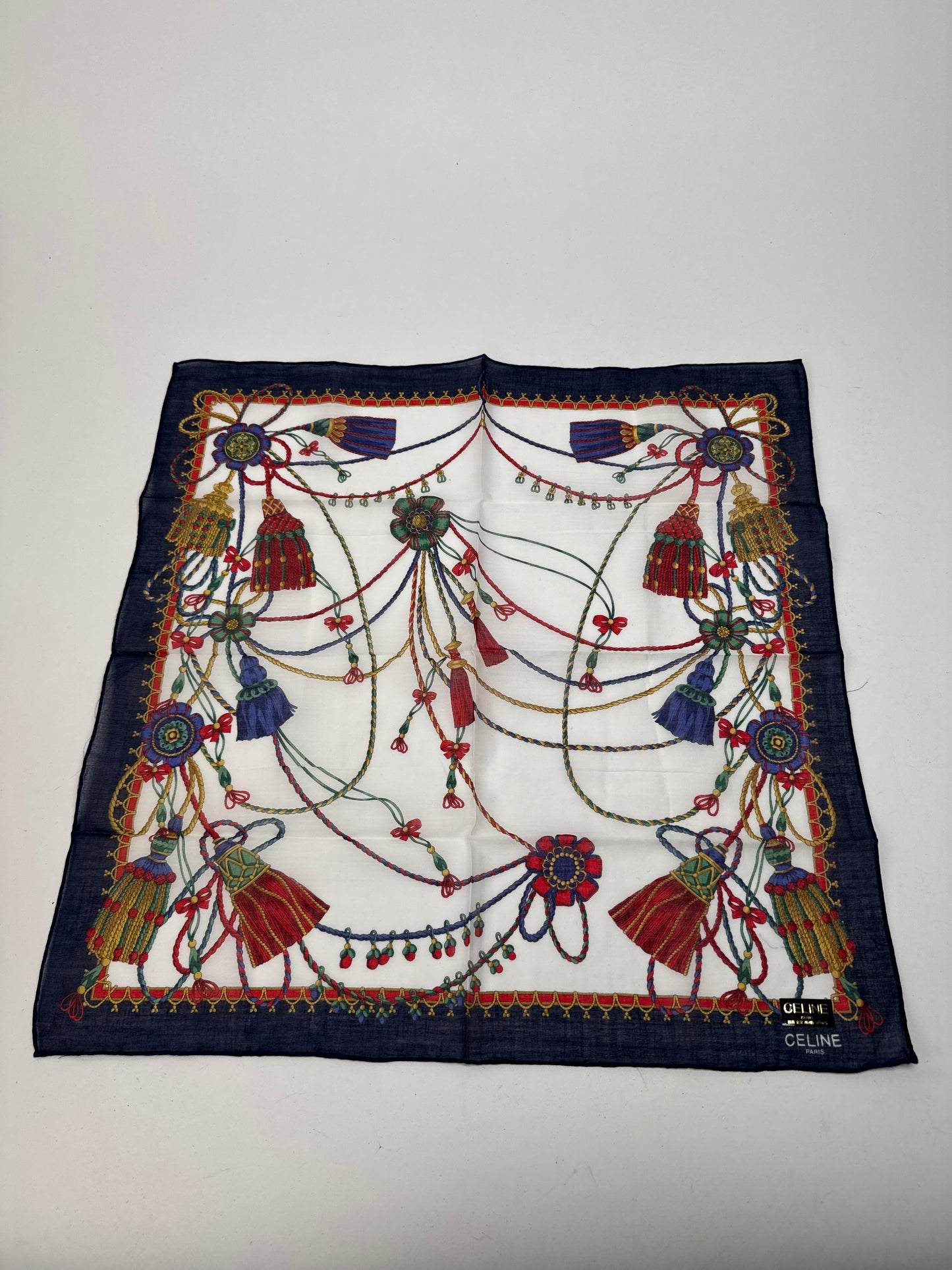 Vintage Celine Scarf Navy White