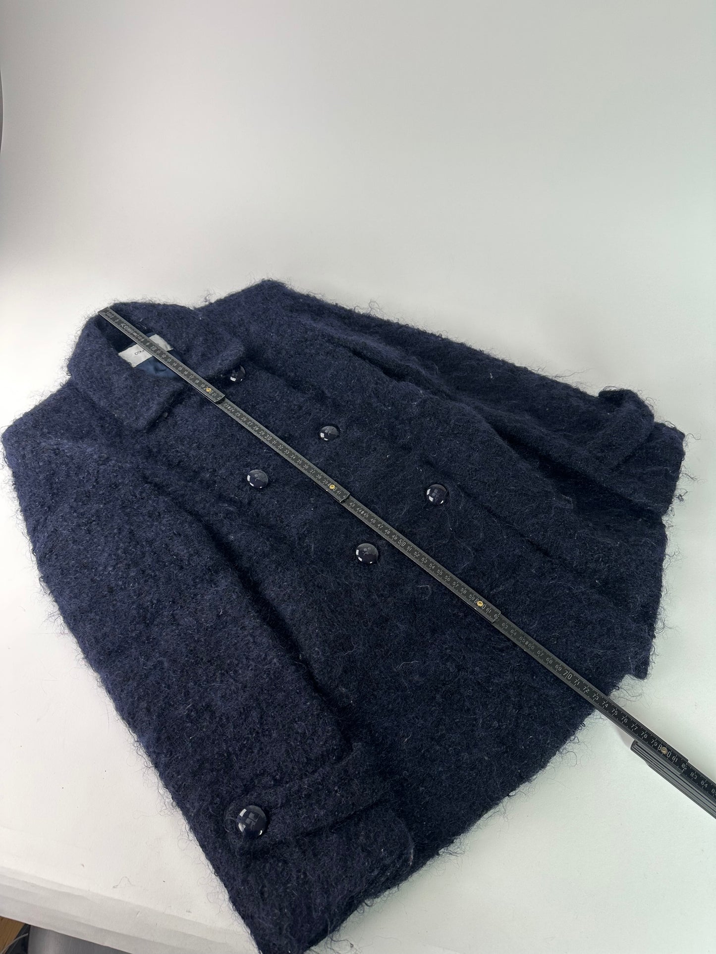 Vintage Courreges Tweed Coat Navy Black L