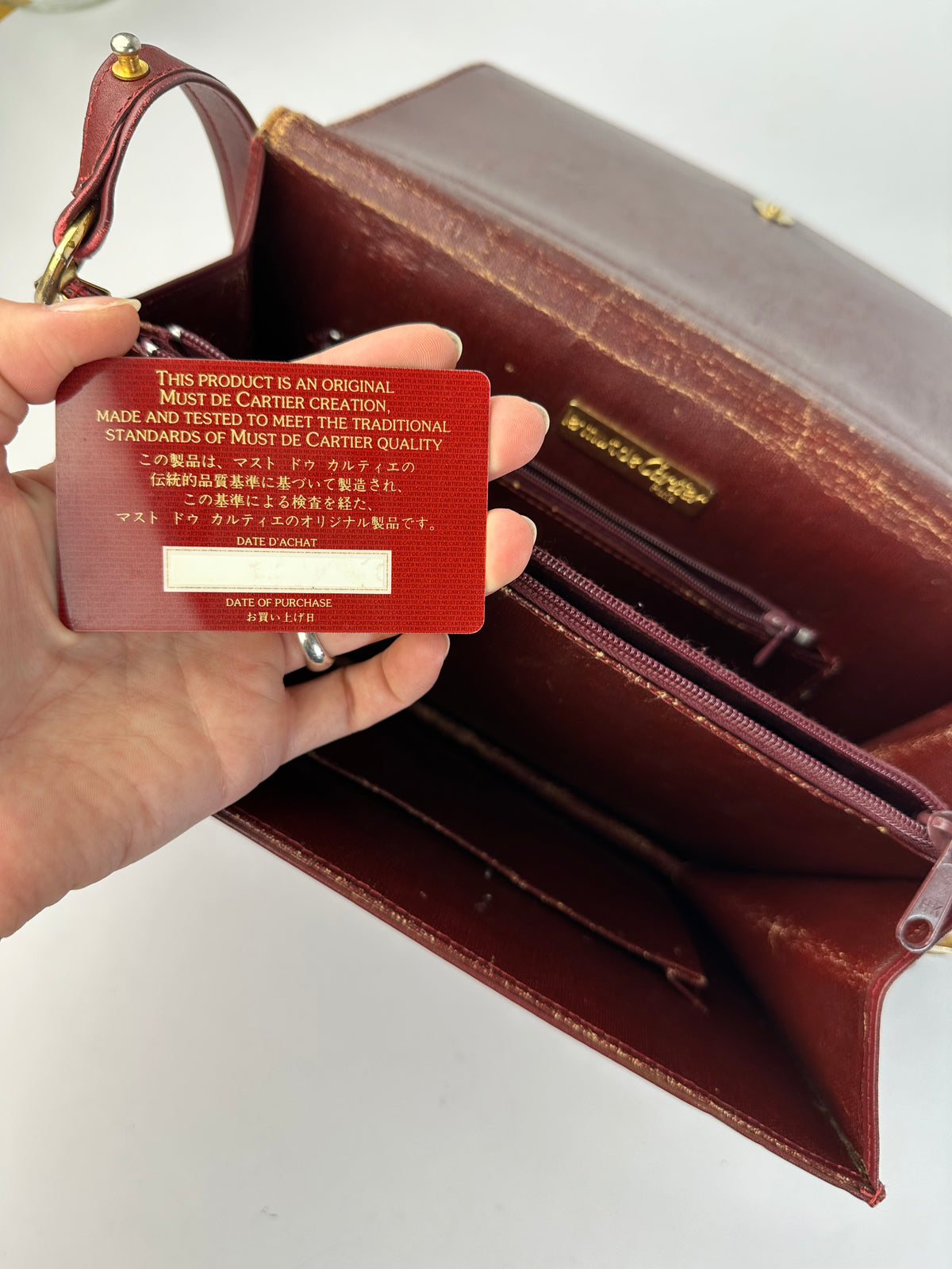 Vintage Cartier Must de Cartier Flap Crossbody Bag c. Late 1980s Burgundy