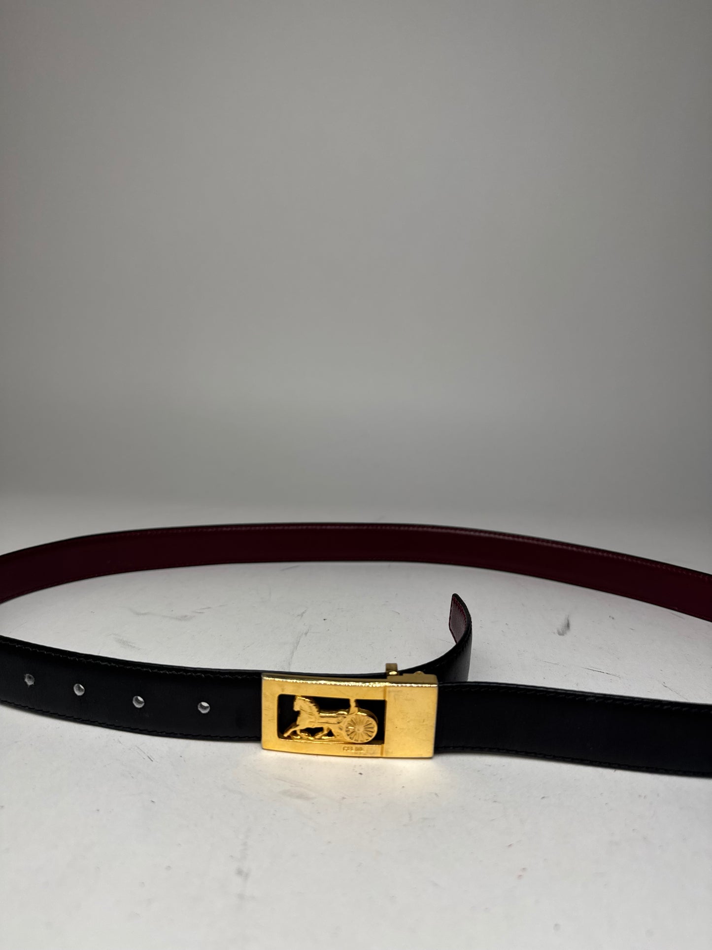 Vintage Celine Carriage Leather Belt black