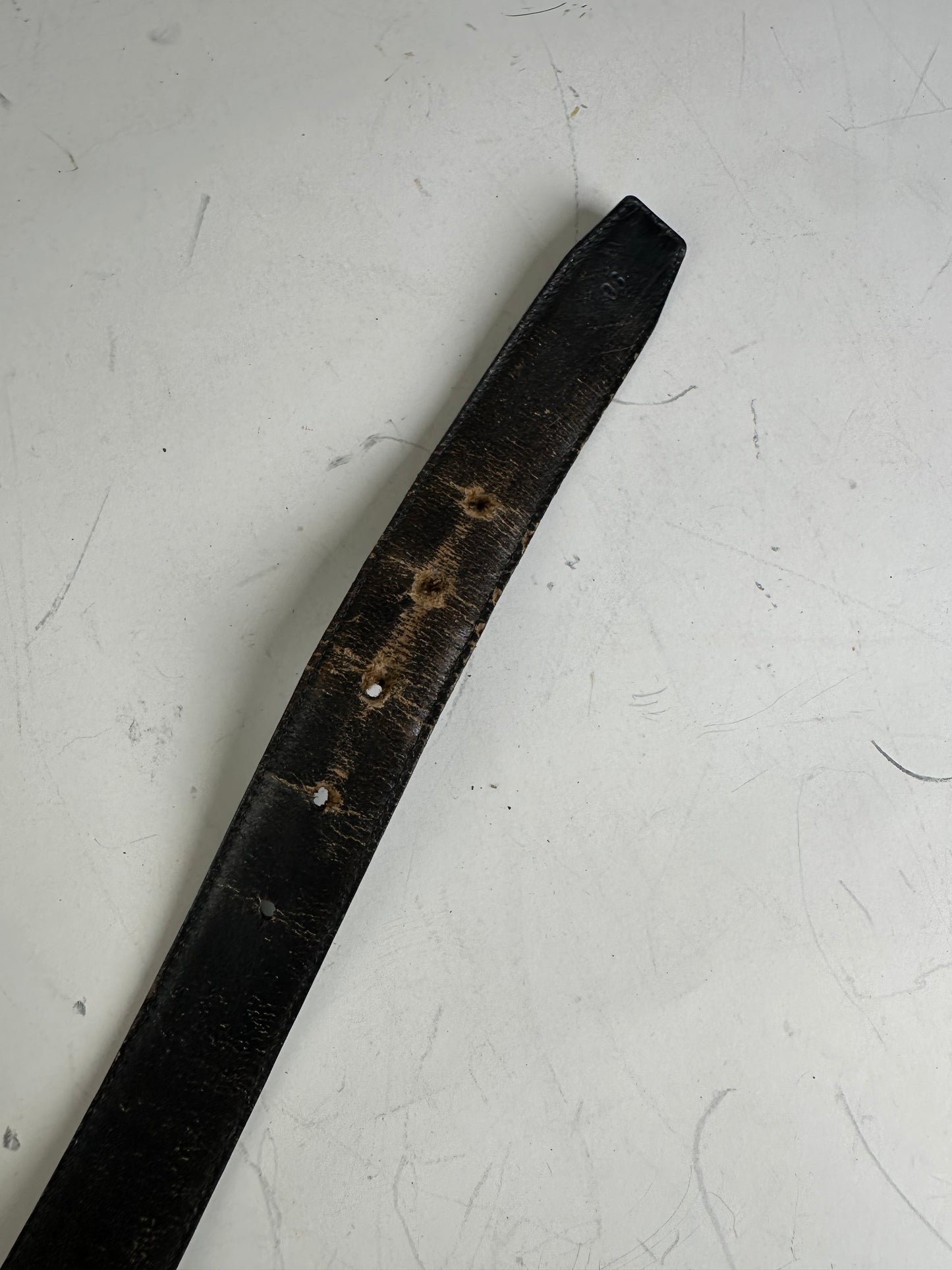 Vintage Salvatore Ferragamo Leather Belt Black Silver Buckle