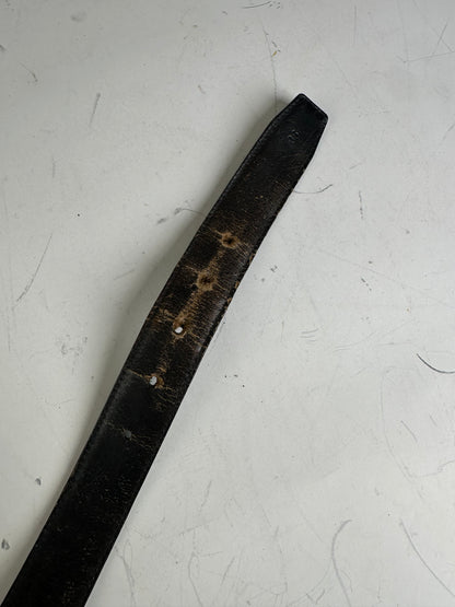 Vintage Salvatore Ferragamo Leather Belt Black Silver Buckle