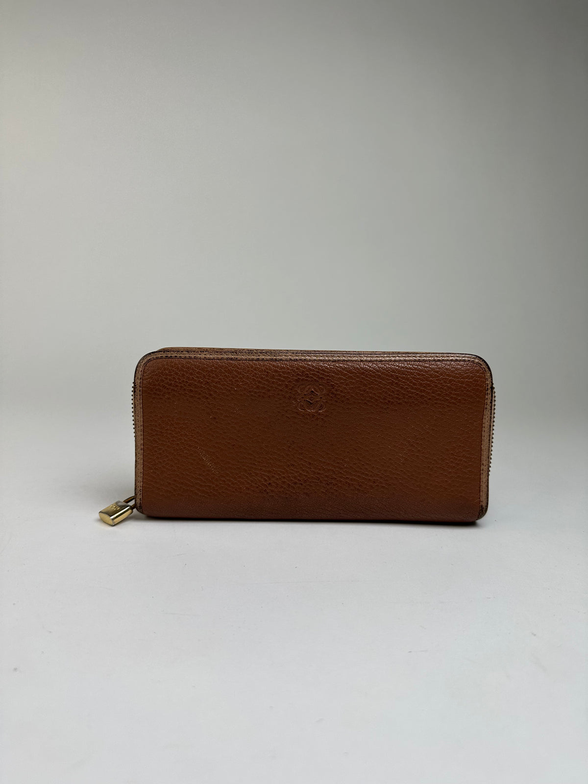 Vintage Loewe Grained Leather Zip Wallet Late 2000s Brown