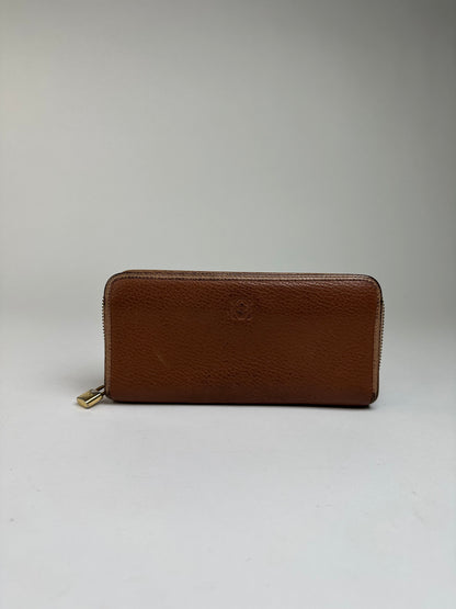 Vintage Loewe Grained Leather Zip Wallet Late 2000s Brown