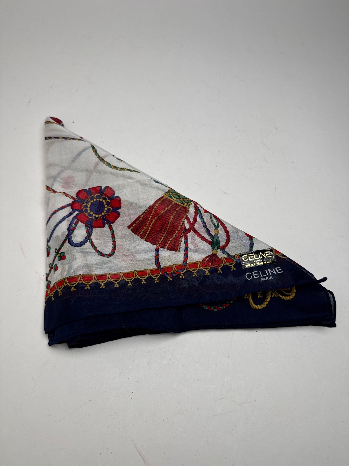 Vintage Celine Scarf Navy White