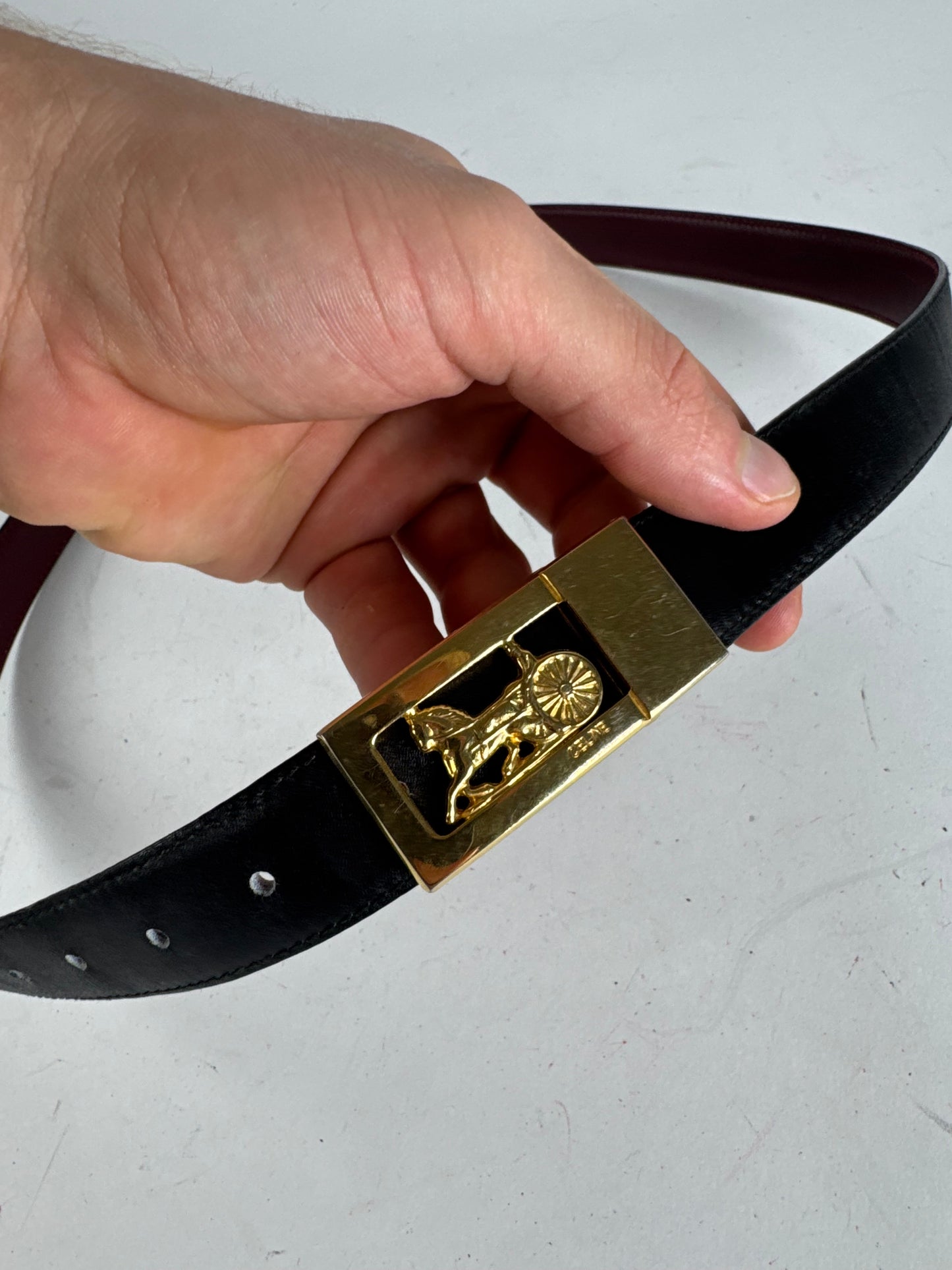 Vintage Celine Carriage Leather Belt black