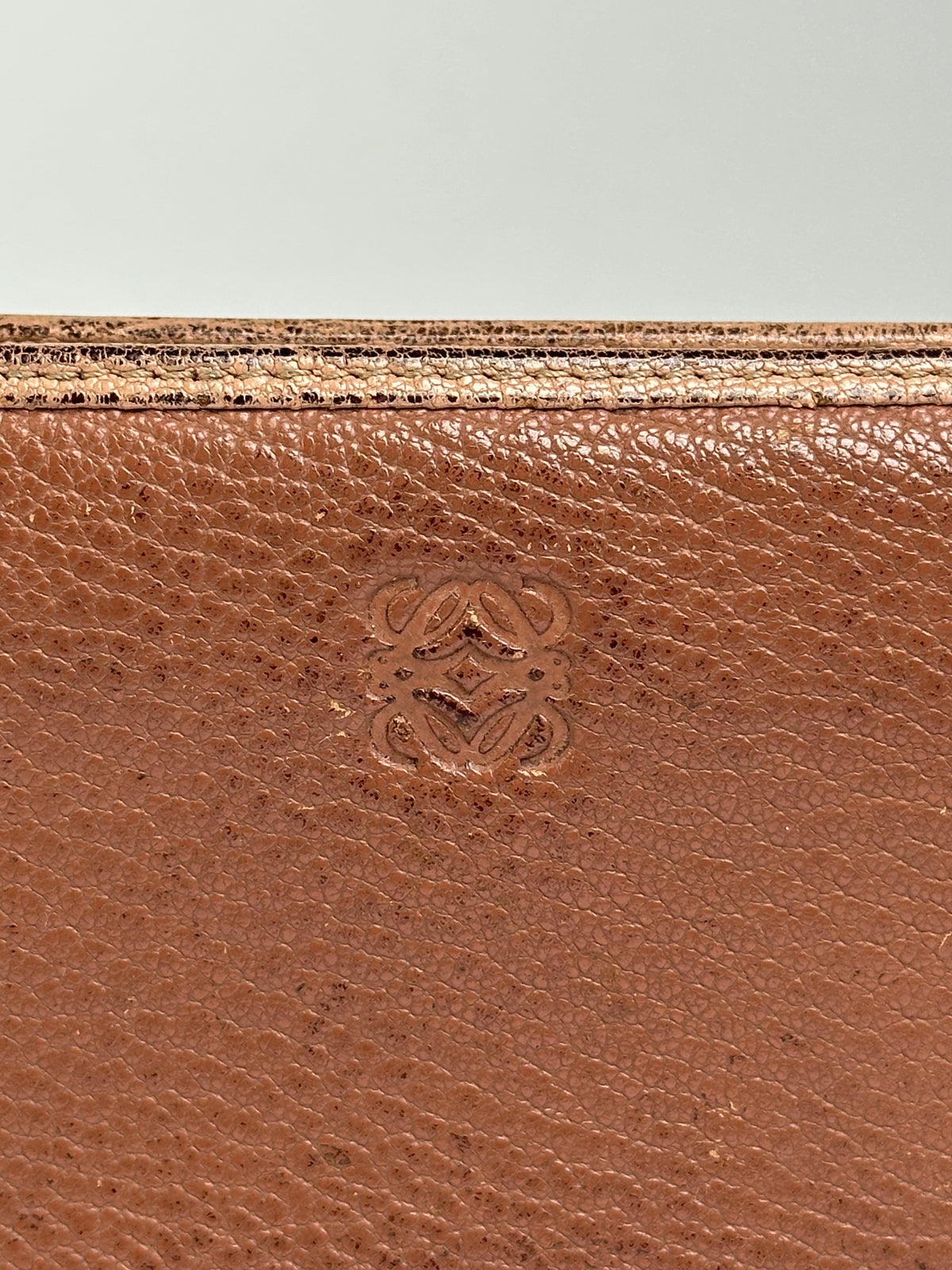 Vintage Loewe Grained Leather Zip Wallet Late 2000s Brown