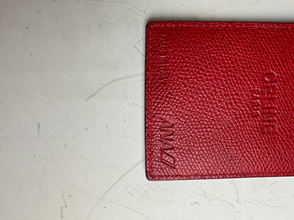 Vintage Celine Grained Leather Card Holder Red Gold