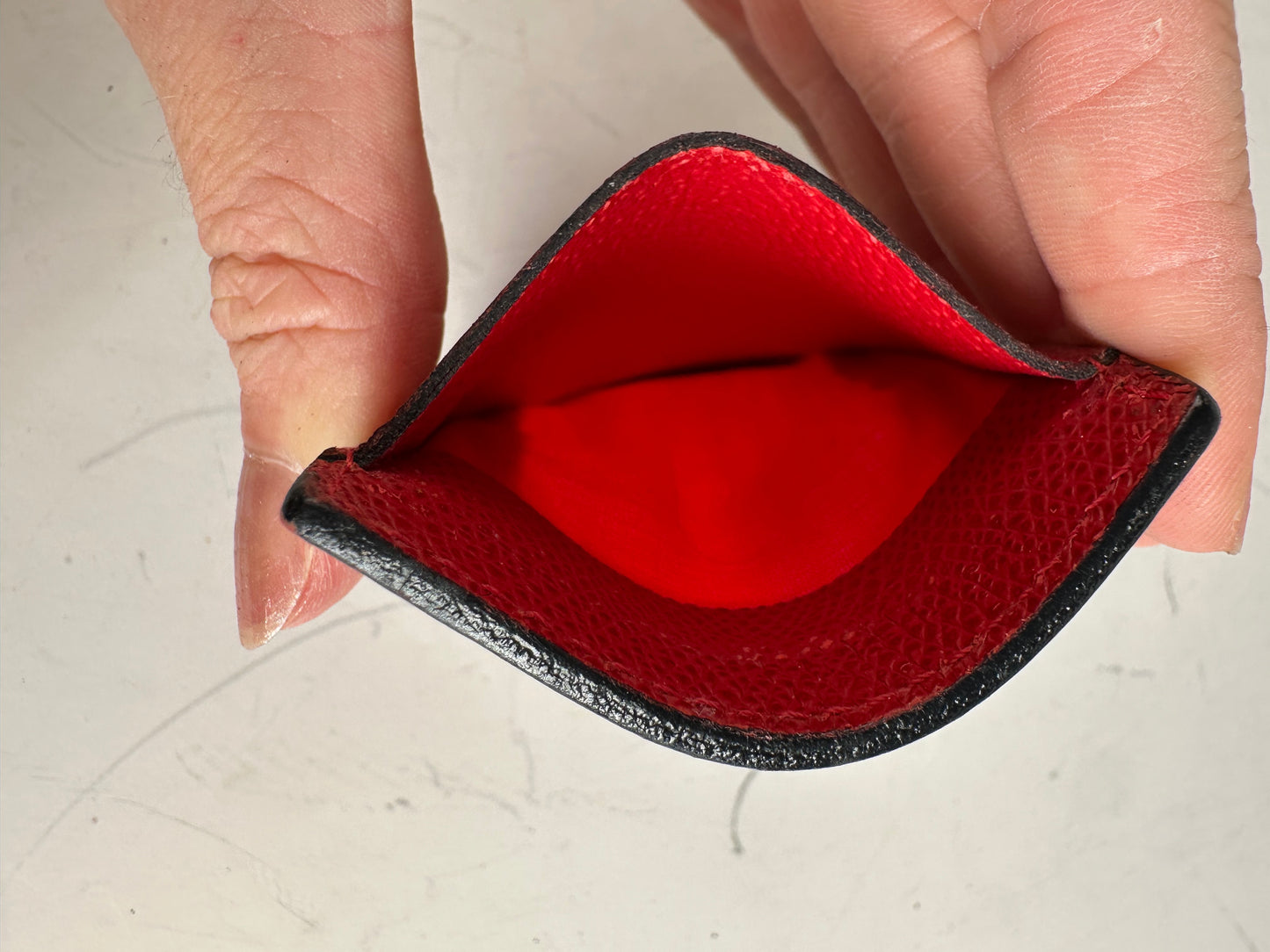 Vintage Celine Grained Leather Card Holder Red Gold