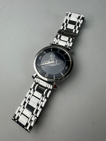Vintage Vivienne Westwood Stainless Steel Bracelet Watch Black Silver