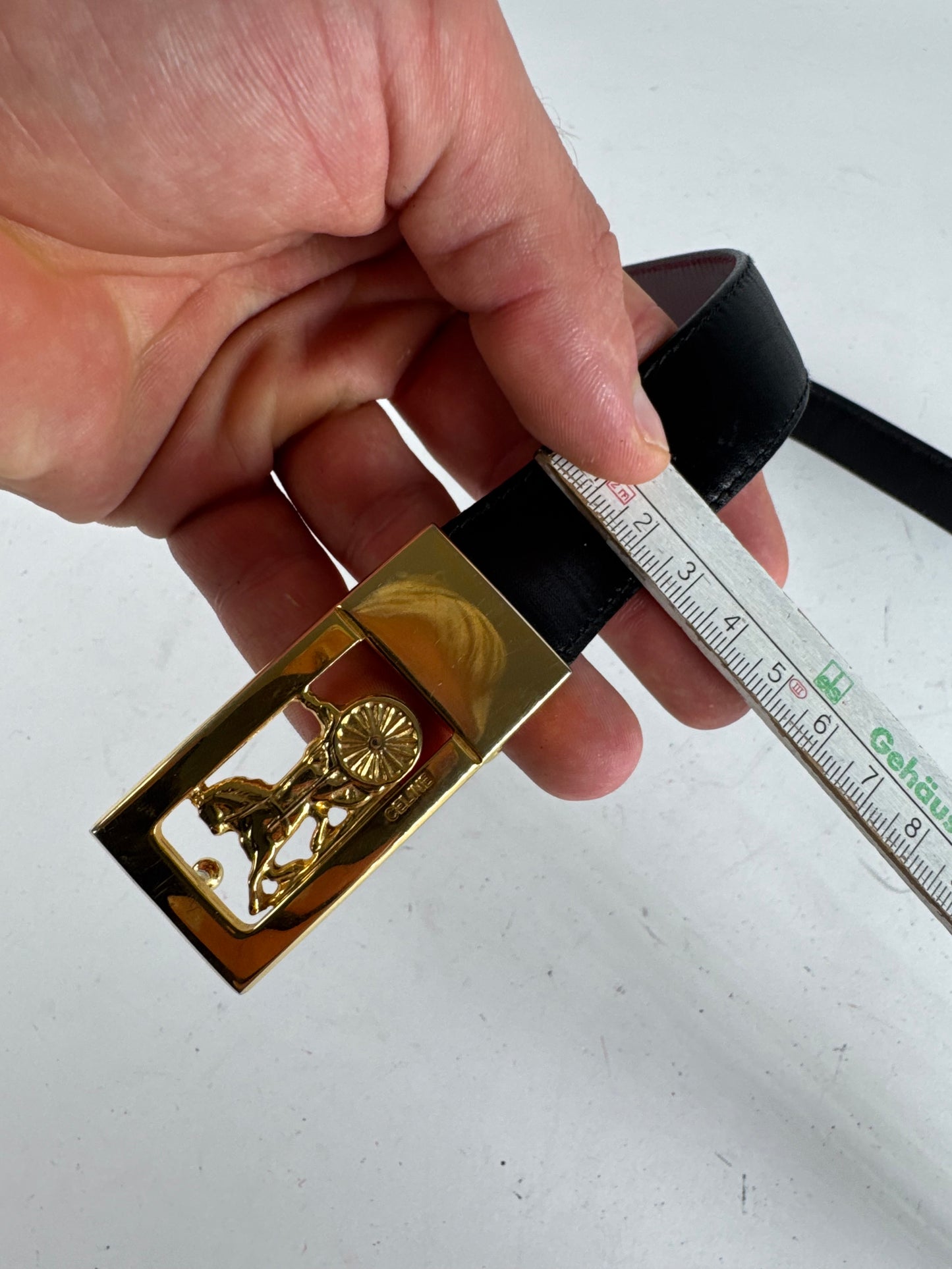 Vintage Celine Carriage Leather Belt black