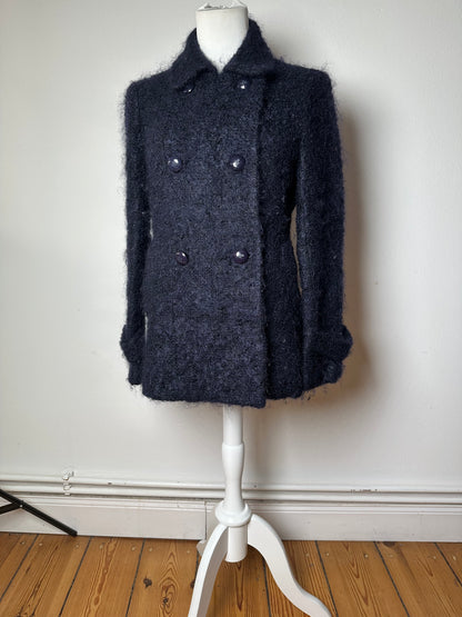 Vintage Courreges Tweed Coat Navy Black L