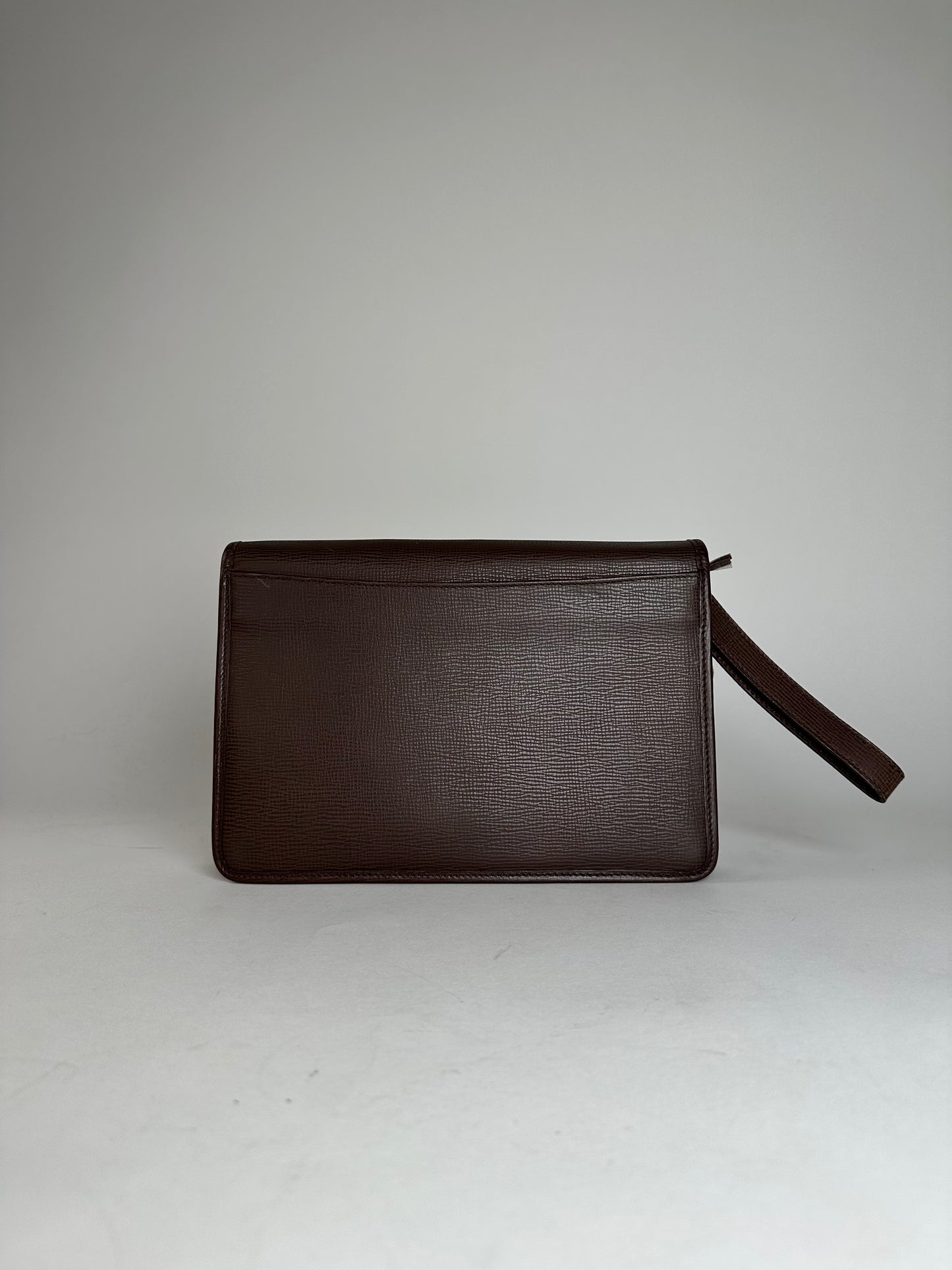 Vintage Celine Paris Leather Clutch Brown With Lock