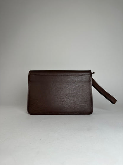Vintage Celine Paris Leather Clutch Brown With Lock