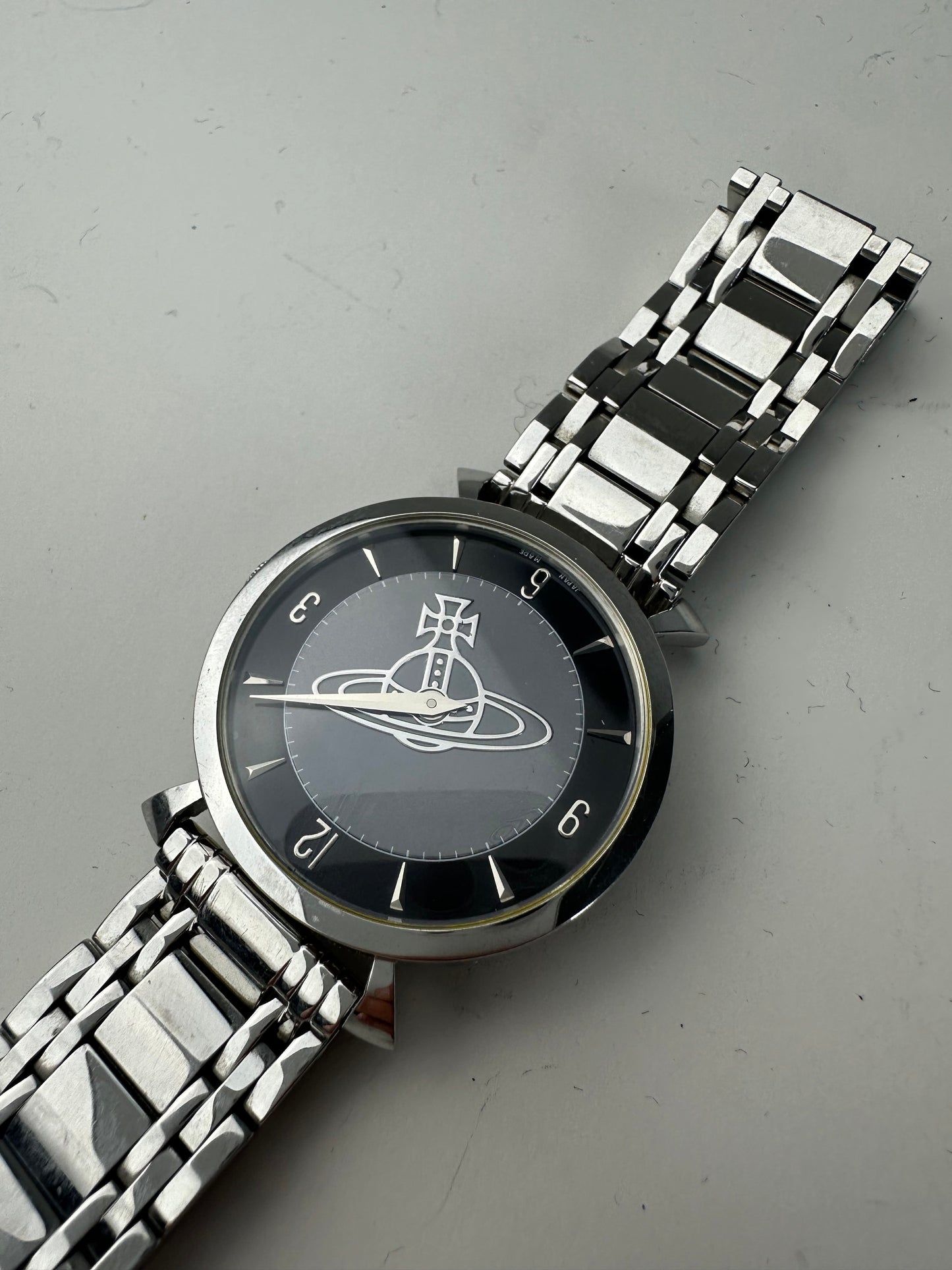Vintage Vivienne Westwood Stainless Steel Bracelet Watch Black Silver