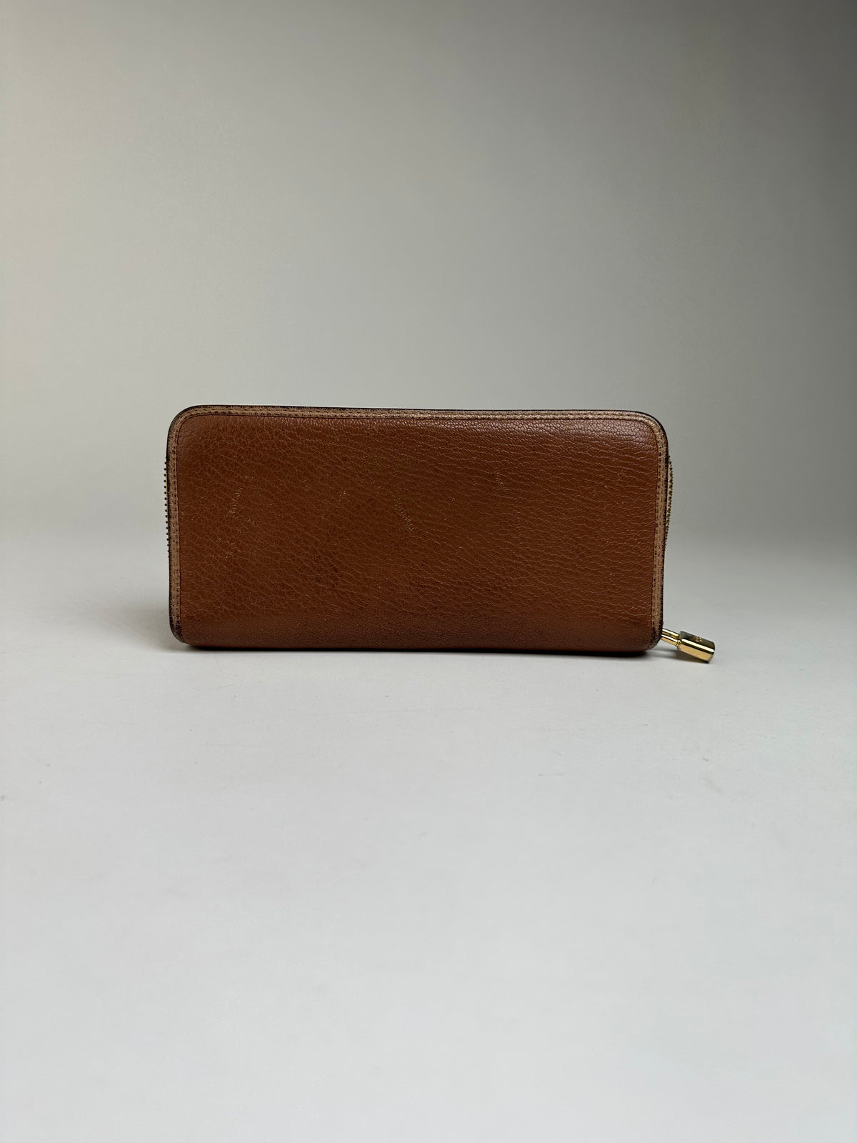 Vintage Loewe Grained Leather Zip Wallet Late 2000s Brown