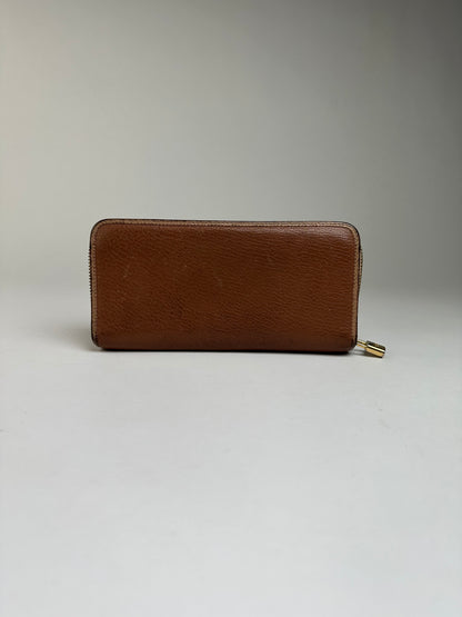 Vintage Loewe Grained Leather Zip Wallet Late 2000s Brown