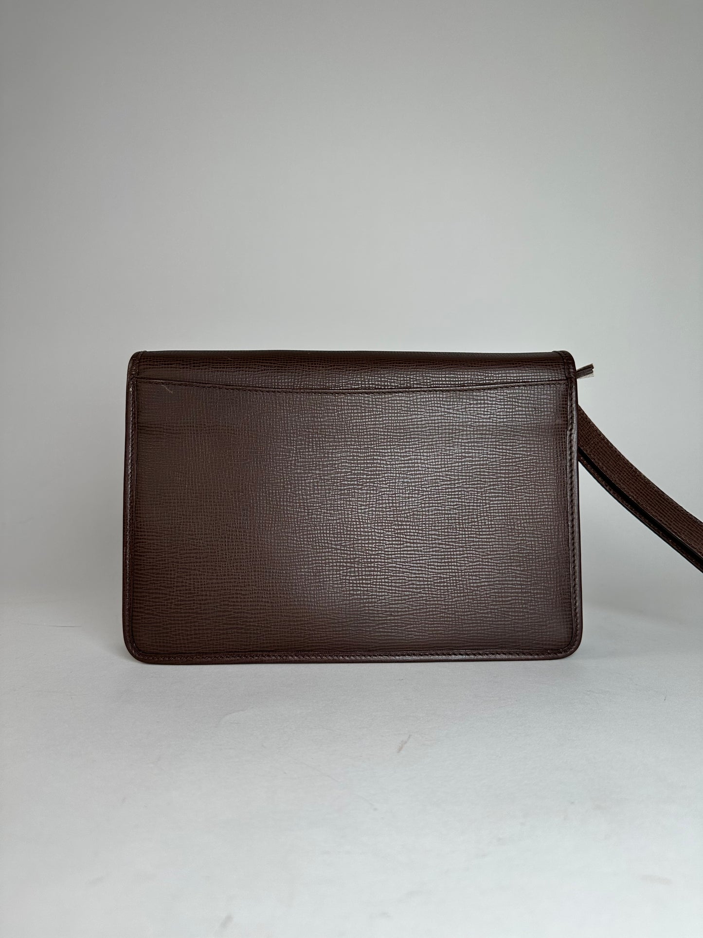 Vintage Celine Paris Leather Clutch Brown With Lock