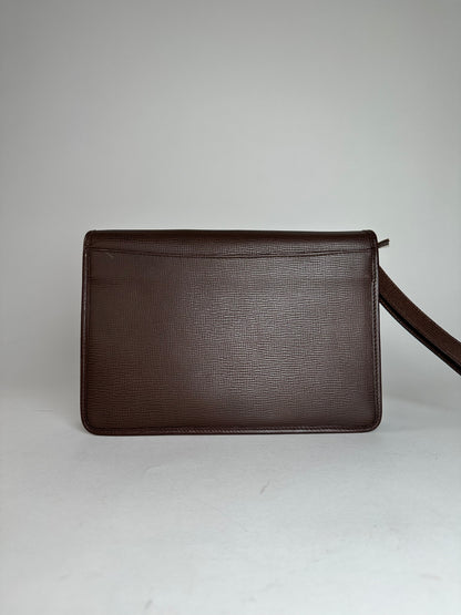 Vintage Celine Paris Leather Clutch Brown With Lock