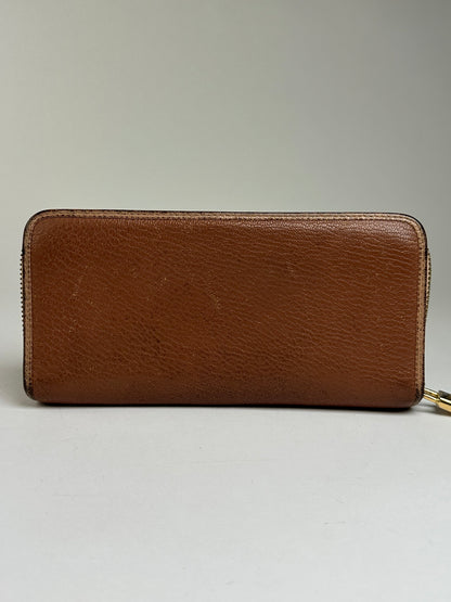 Vintage Loewe Grained Leather Zip Wallet Late 2000s Brown