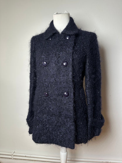 Vintage Courreges Tweed Coat Navy Black L