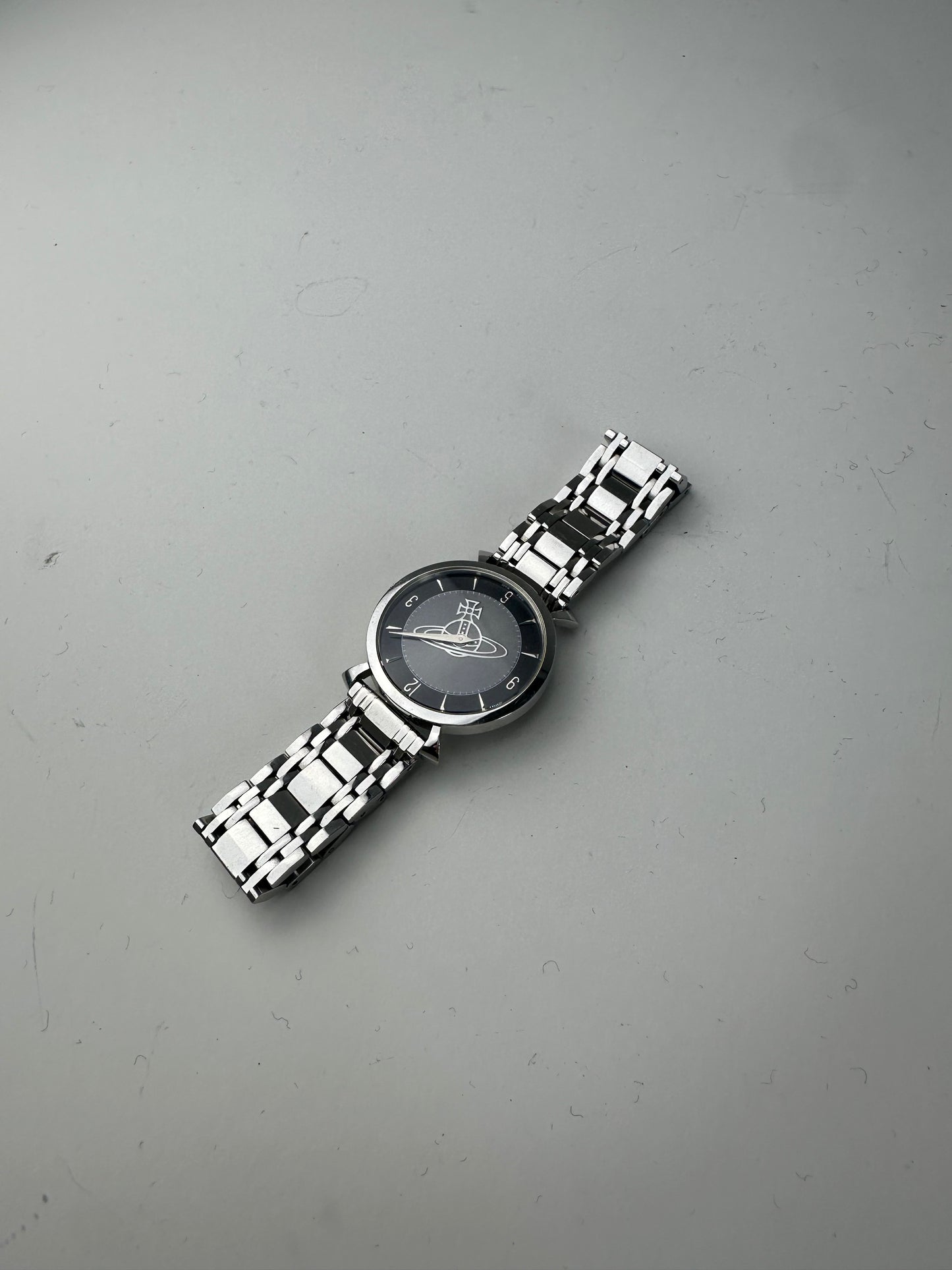 Vintage Vivienne Westwood Stainless Steel Bracelet Watch Black Silver