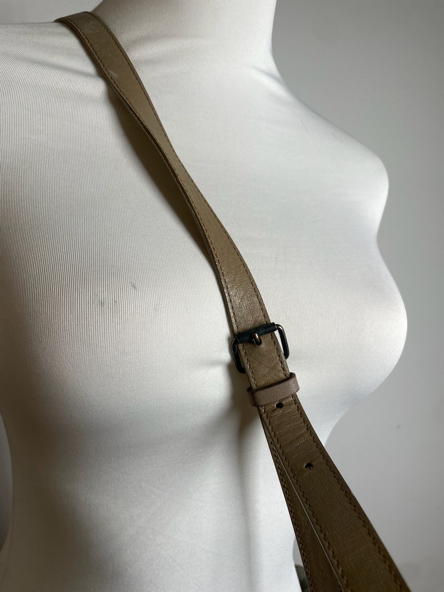 Vintage Yves Saint Laurent Stone Emblossed Leather Shoulder Bag Grey Black Brown