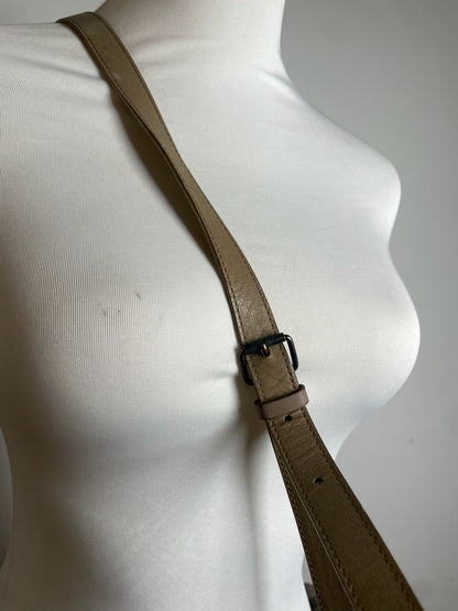 Vintage Yves Saint Laurent Stone Emblossed Leather Shoulder Bag Grey Black Brown