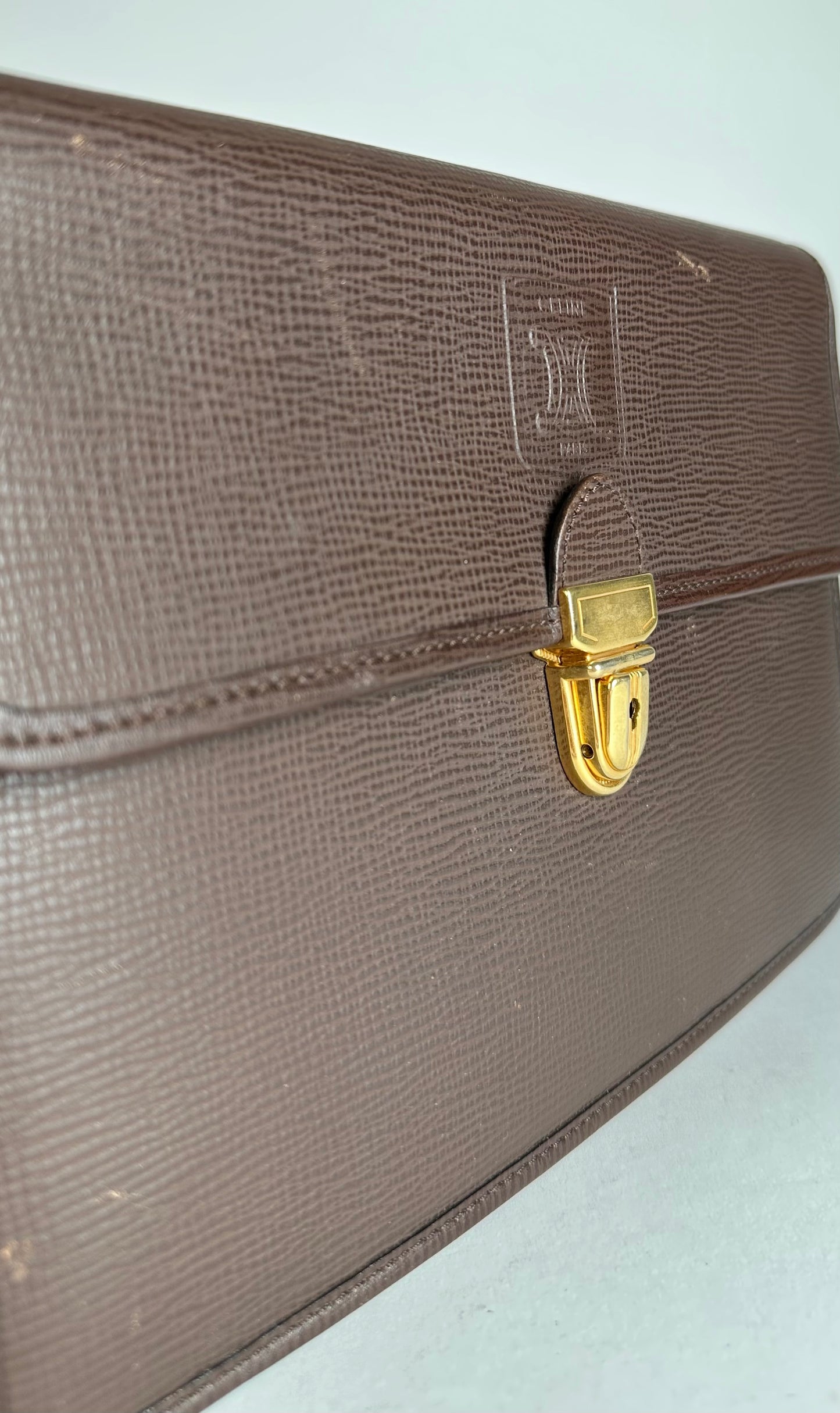 Vintage Celine Paris Leather Clutch Brown With Lock