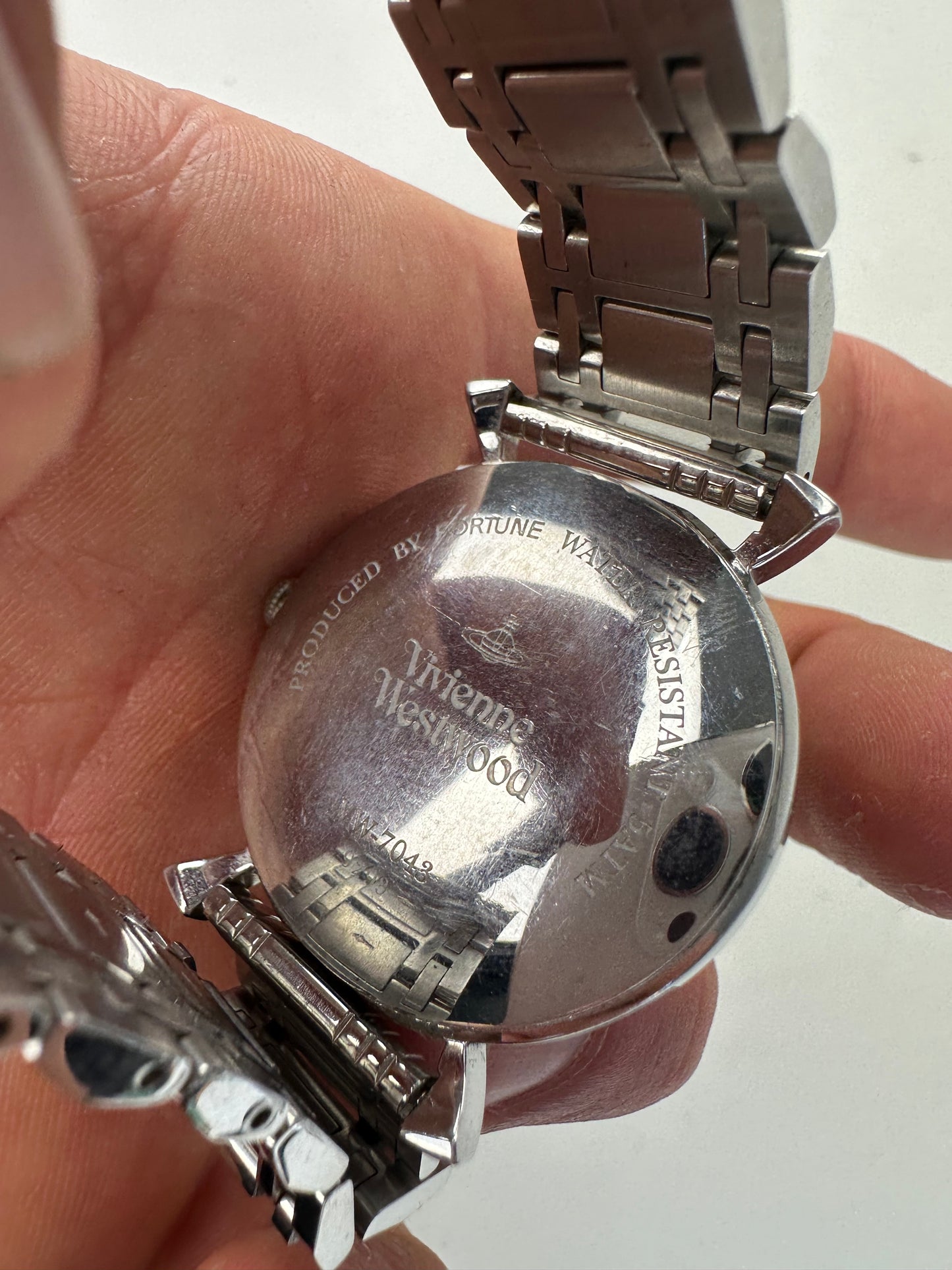 Vintage Vivienne Westwood Stainless Steel Bracelet Watch Black Silver