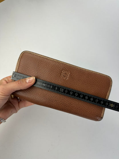 Vintage Loewe Grained Leather Zip Wallet Late 2000s Brown
