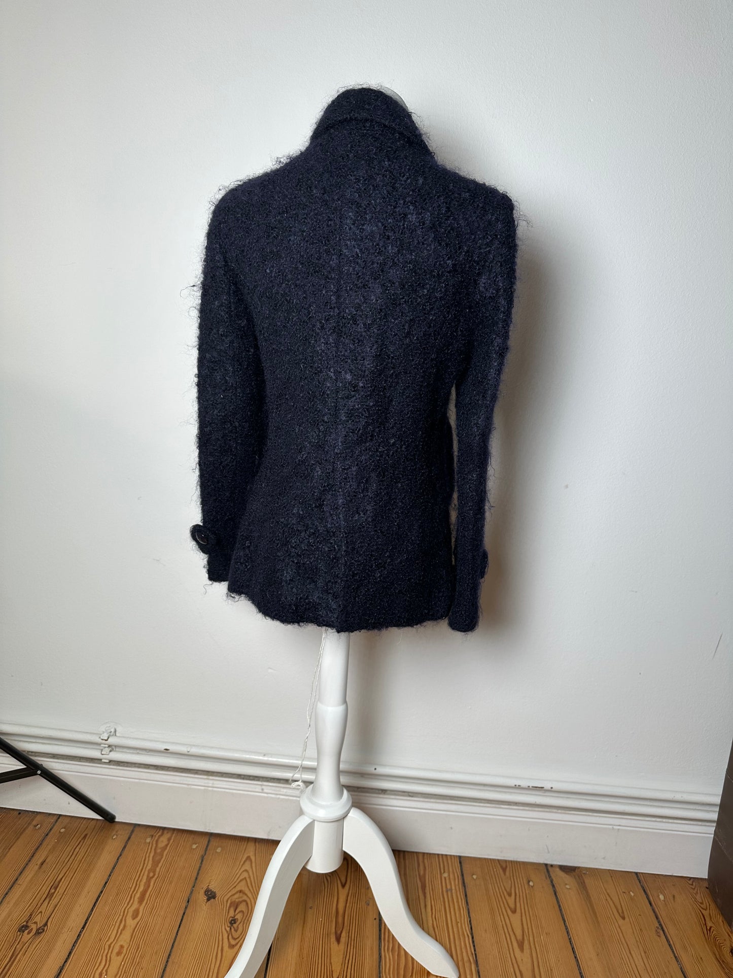 Vintage Courreges Tweed Coat Navy Black L