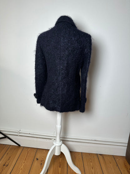 Vintage Courreges Tweed Coat Navy Black L