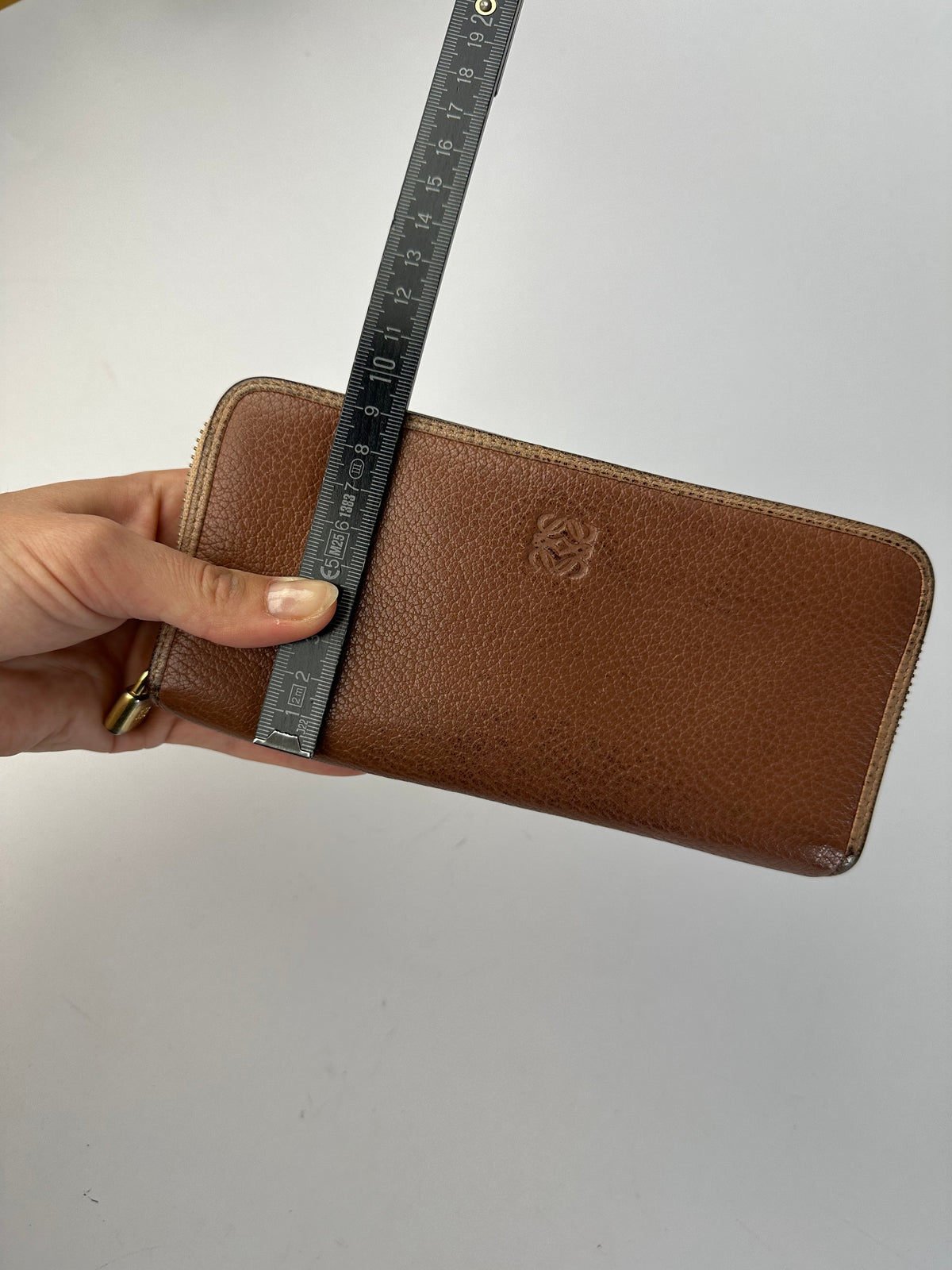 Vintage Loewe Grained Leather Zip Wallet Late 2000s Brown