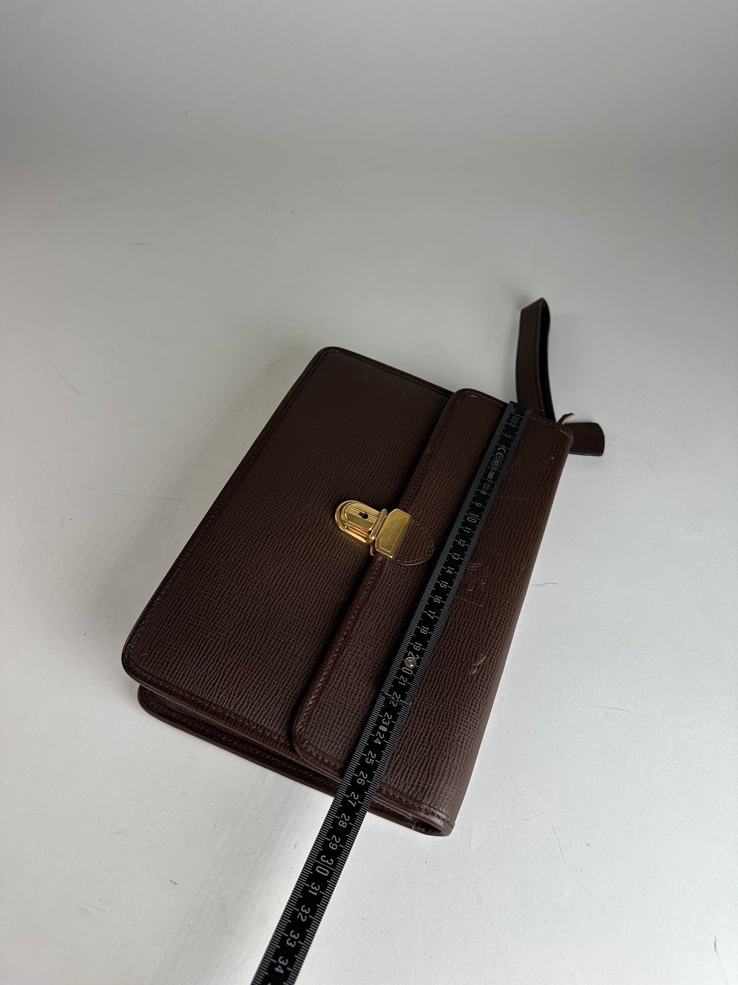 Vintage Celine Paris Leather Clutch Brown With Lock