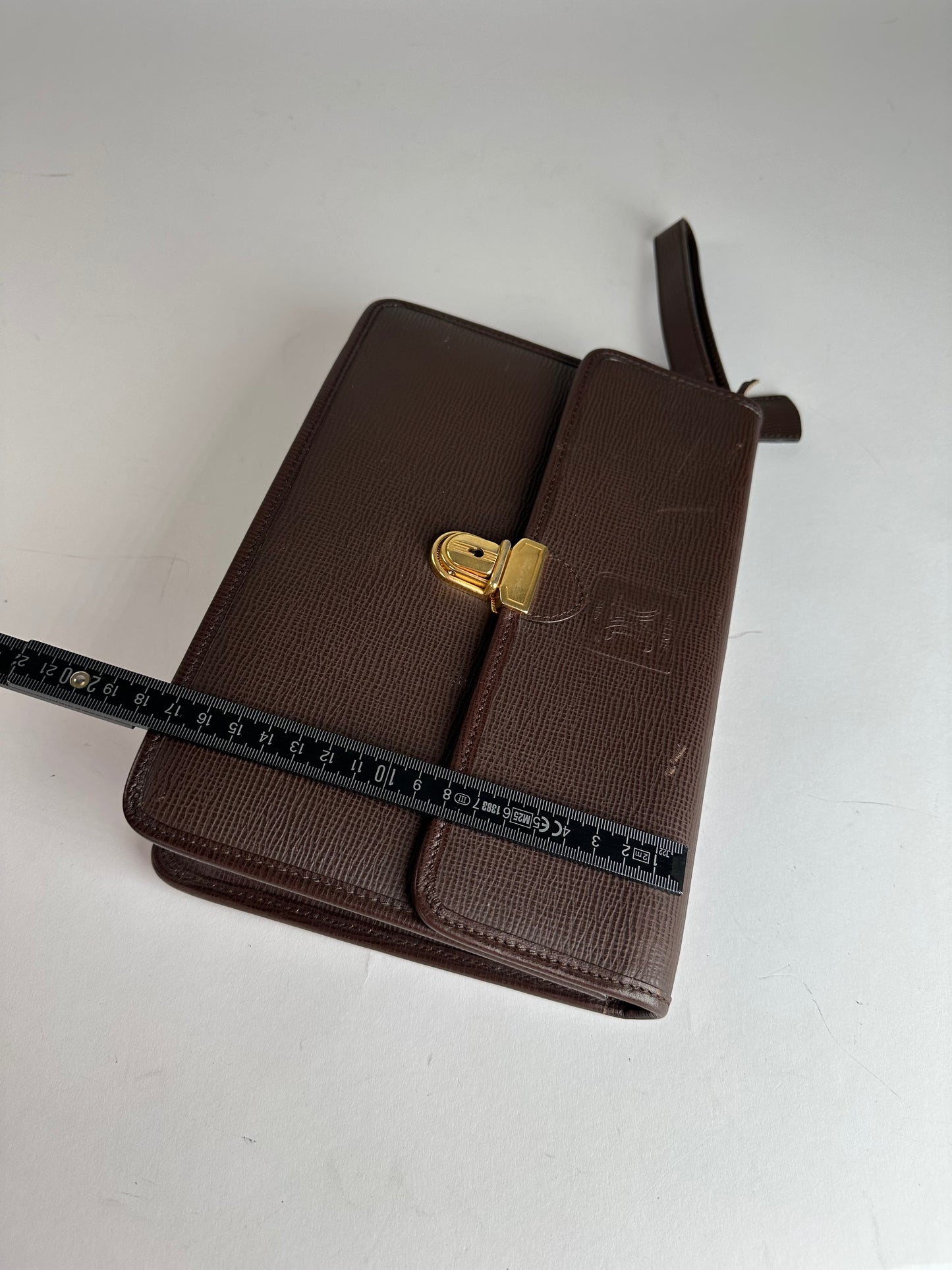 Vintage Celine Paris Leather Clutch Brown With Lock