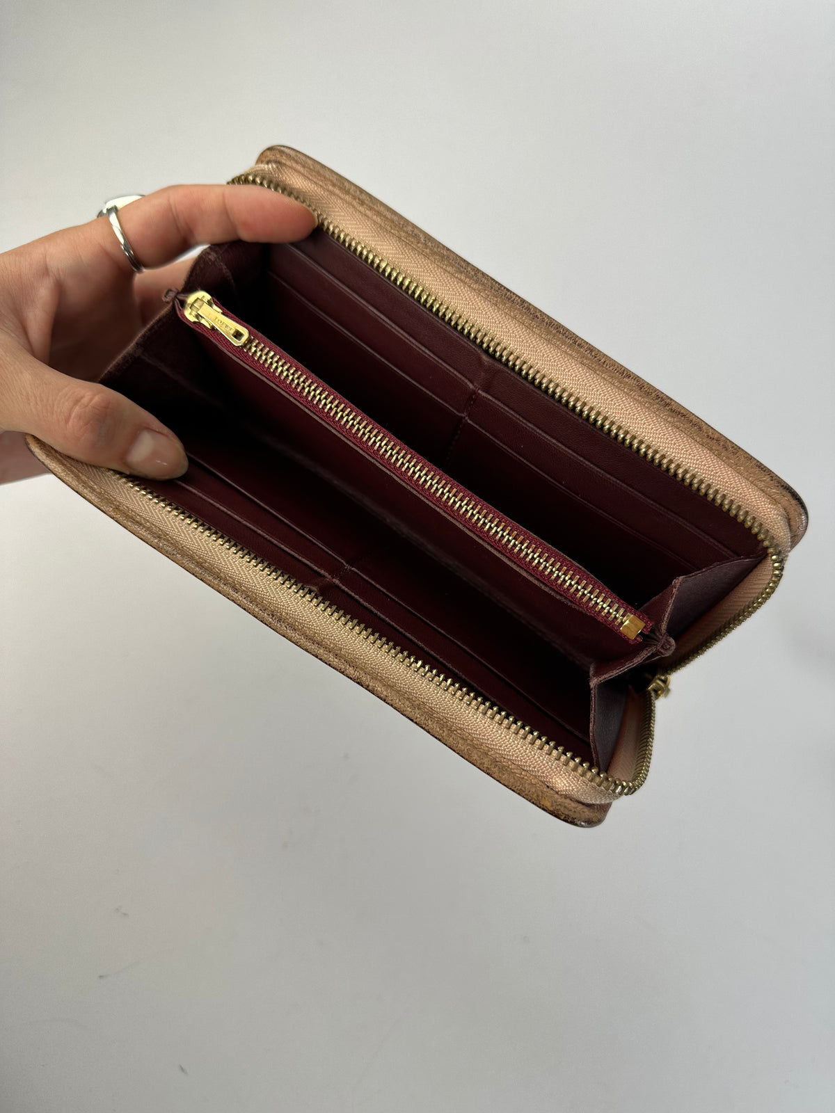 Vintage Loewe Grained Leather Zip Wallet Late 2000s Brown