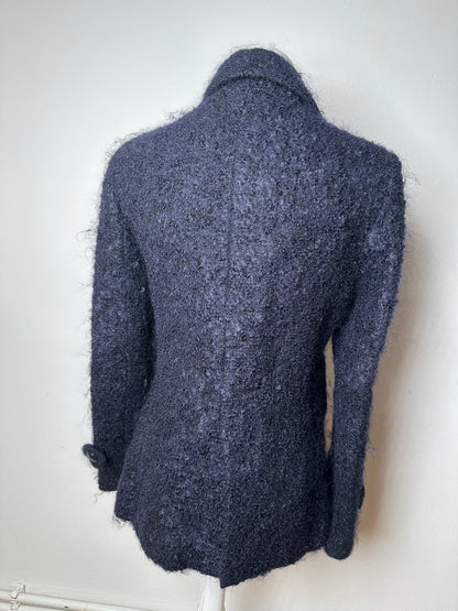 Vintage Courreges Tweed Coat Navy Black L