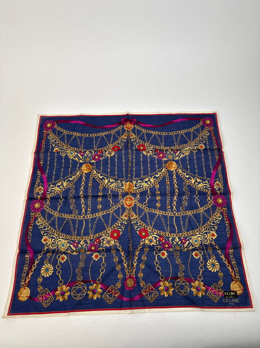 Vintage Celine Paris Baroque Scarf Navy