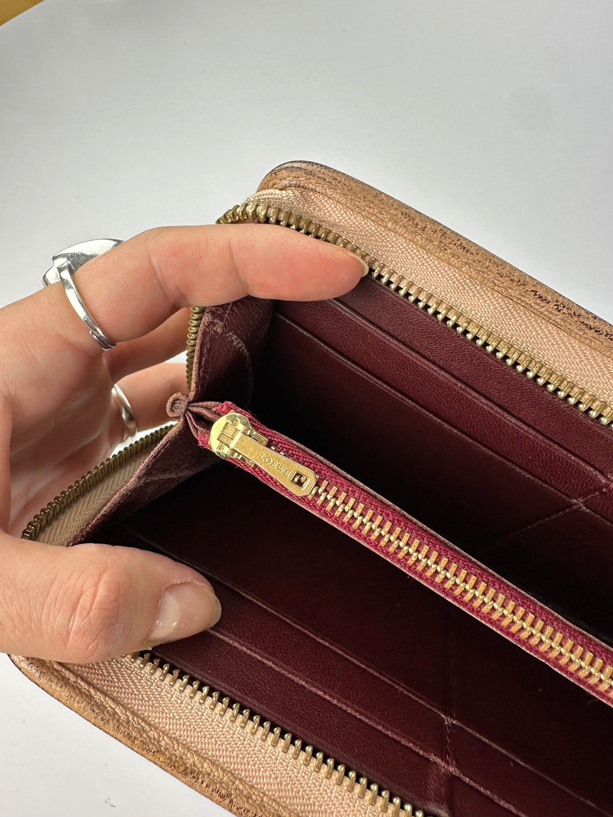 Vintage Loewe Grained Leather Zip Wallet Late 2000s Brown