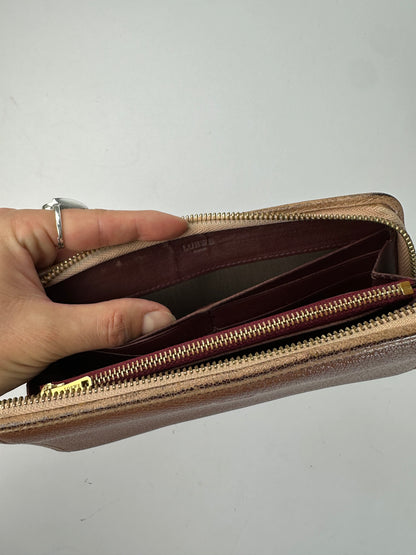 Vintage Loewe Grained Leather Zip Wallet Late 2000s Brown