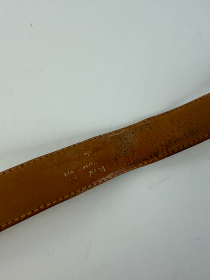 Vintage Salvatore Ferragamo Leather Belt c. Late 1980s Cream Tan Gold