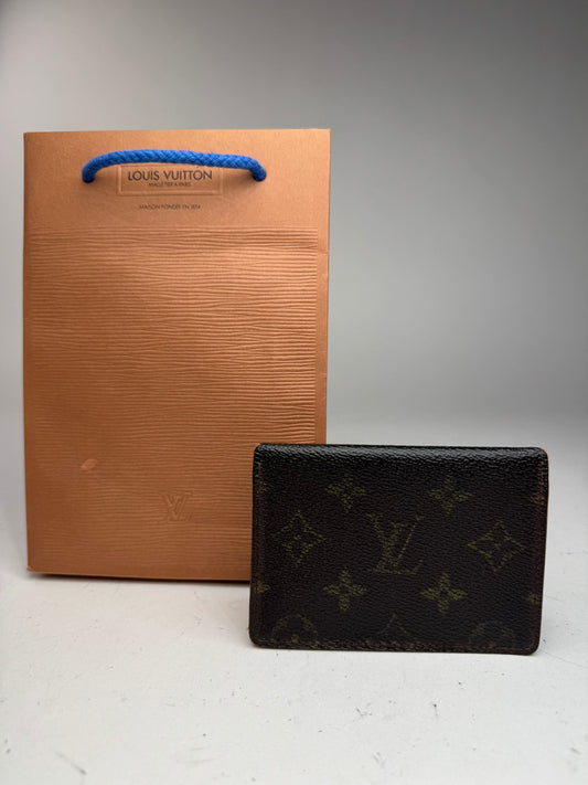 Vintage Louis Vuitton Monogram Card holder leather brown