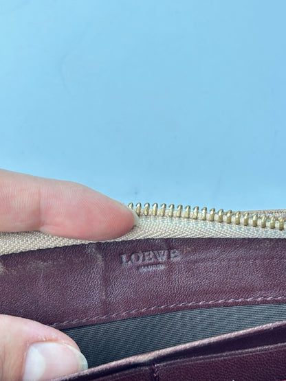 Vintage Loewe Grained Leather Zip Wallet Late 2000s Brown