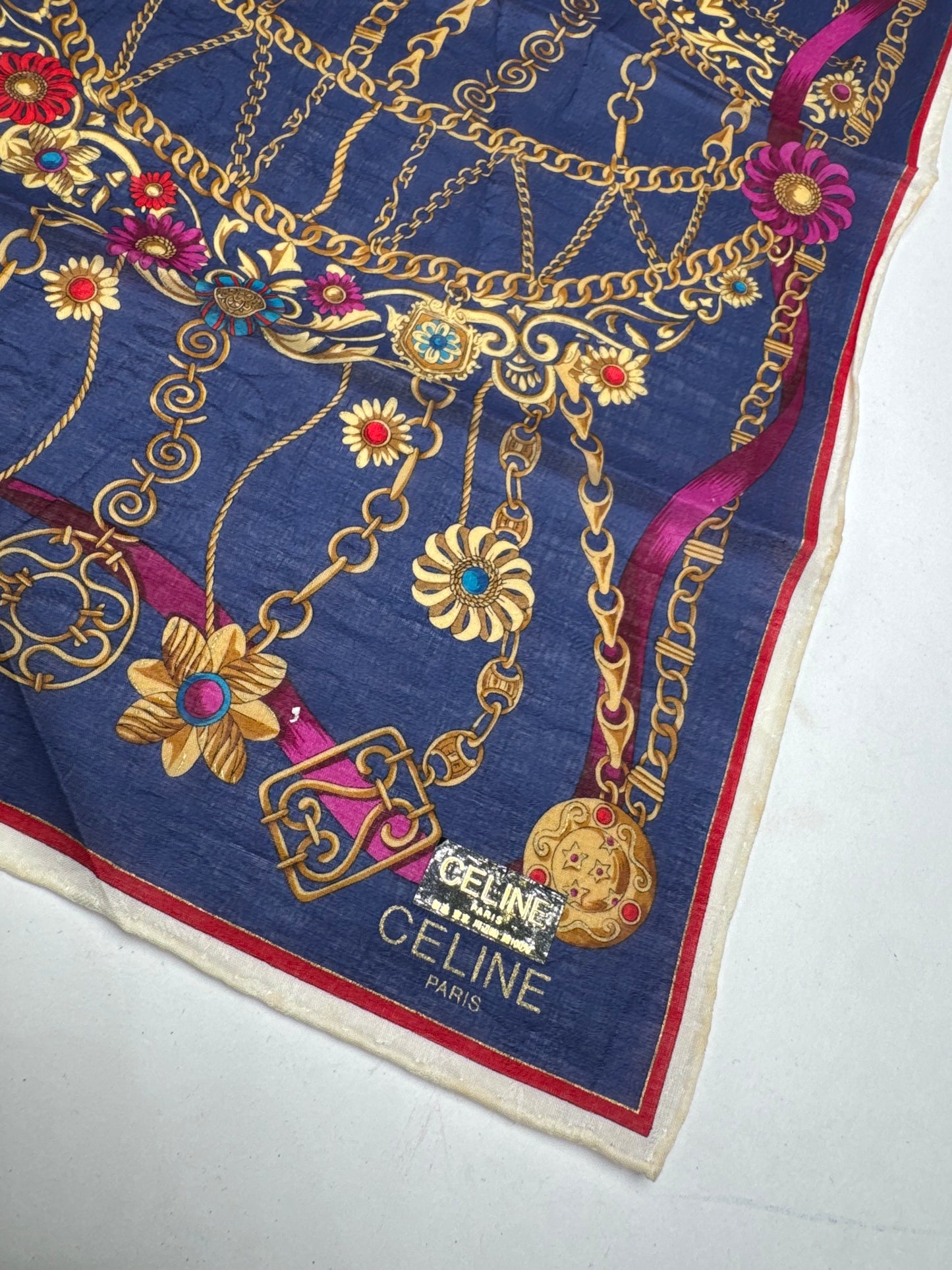 Vintage Celine Paris Baroque Scarf Navy